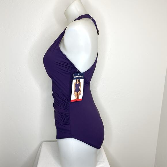 Lands’ End Slimming One Piece Swimsuit Purple Womens Medium Tummy Flattering - Picture 3 of 7